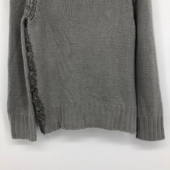 Ermanno Scervino grey 100% Cashmere knit sweater lace trimmed hems LG - Picture 5 of 7